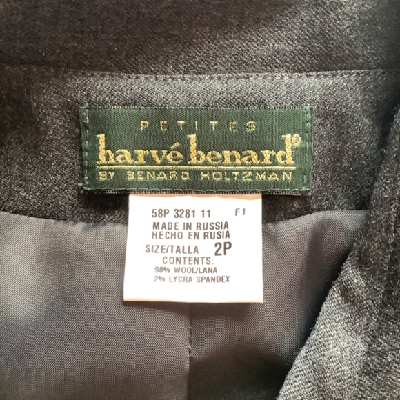 Harvé Benard Charcoal Grey Petite Military-Style Short Trench Wool Jacket - Picture 9 of 13